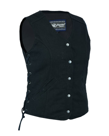 DM908 Women's Denim Longer Body ¾ Vest - Side Laces
