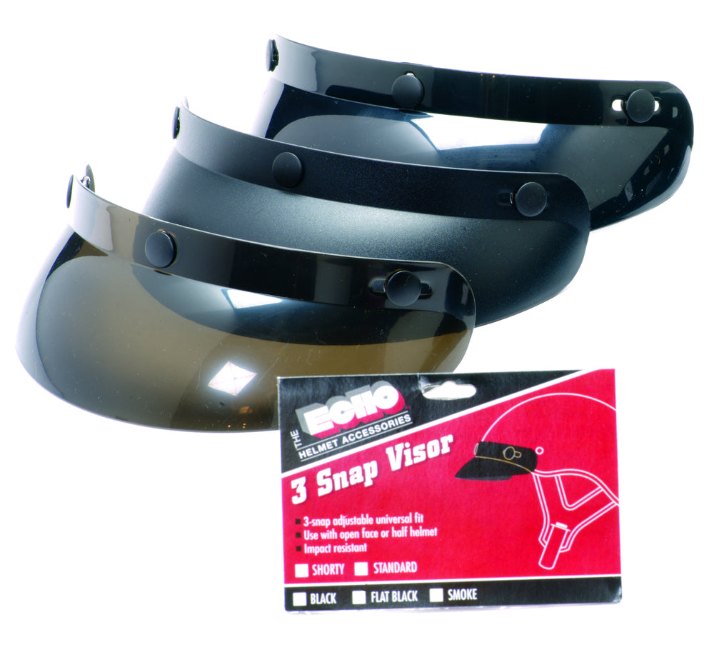 01-006 3-Snap Universal Standard Visor - Flat Black