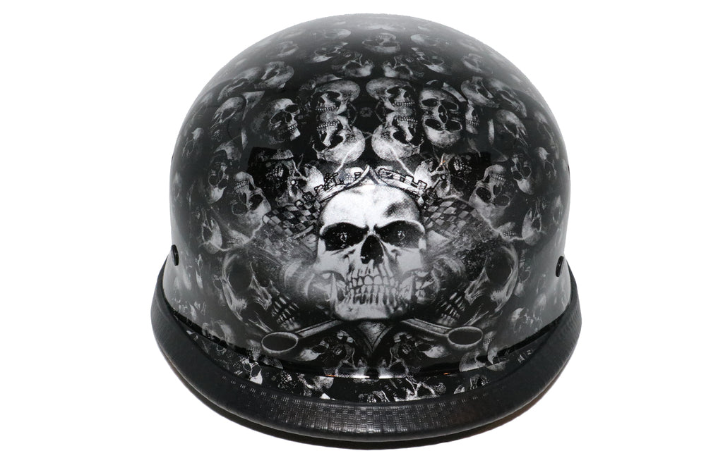 H81 Novelty German Grey Skull Gloss Black - Non DOT