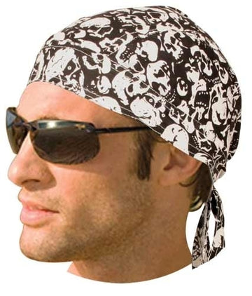 HW2685 Headwrap White Skulls