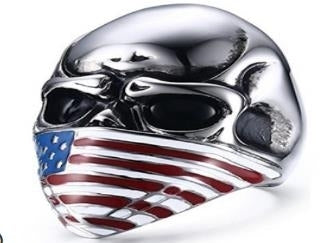 R165 Stainless Steel Flag Face Biker Ring