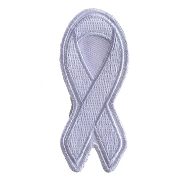 P3778 White Lung Cancer Awareness Ribbon Patch