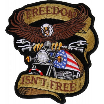 P4967 Patriotic Eagle Biker Small Iron on Patch Freedom Isn't Free