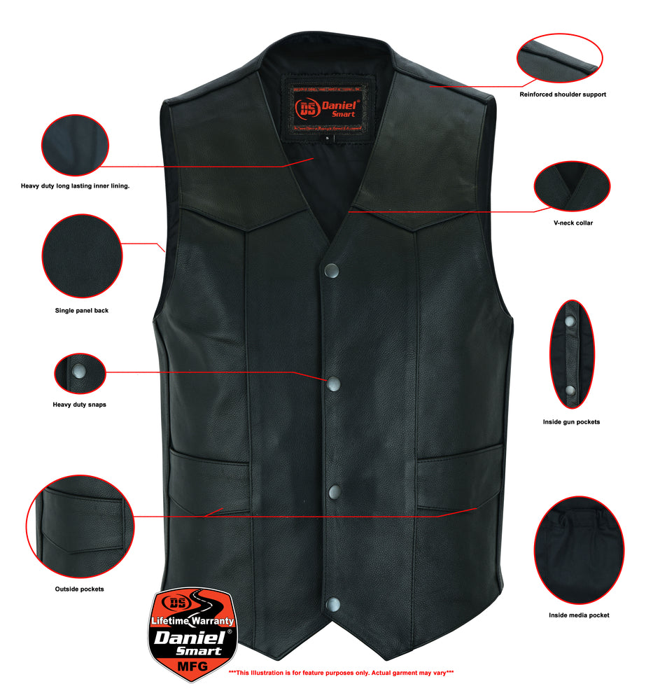 DS110 Traditional Single Back Panel Concealed Carry Vest