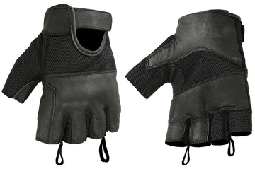 DS17 Leather/ Mesh Fingerless Glove