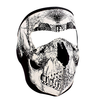 WNFM002G ZANÂ® Full Mask- Neoprene- Black and White Skull- Glow