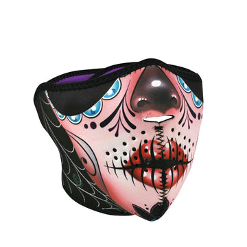 WNFM082H ZANÂ® Half Mask- Neoprene- Sugar Skull Reversible to Purp