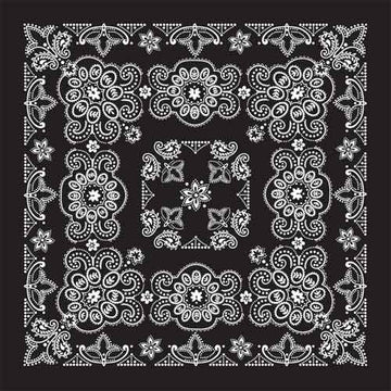 BD2508 Bandana Texas Paisley Black [27" x27"]