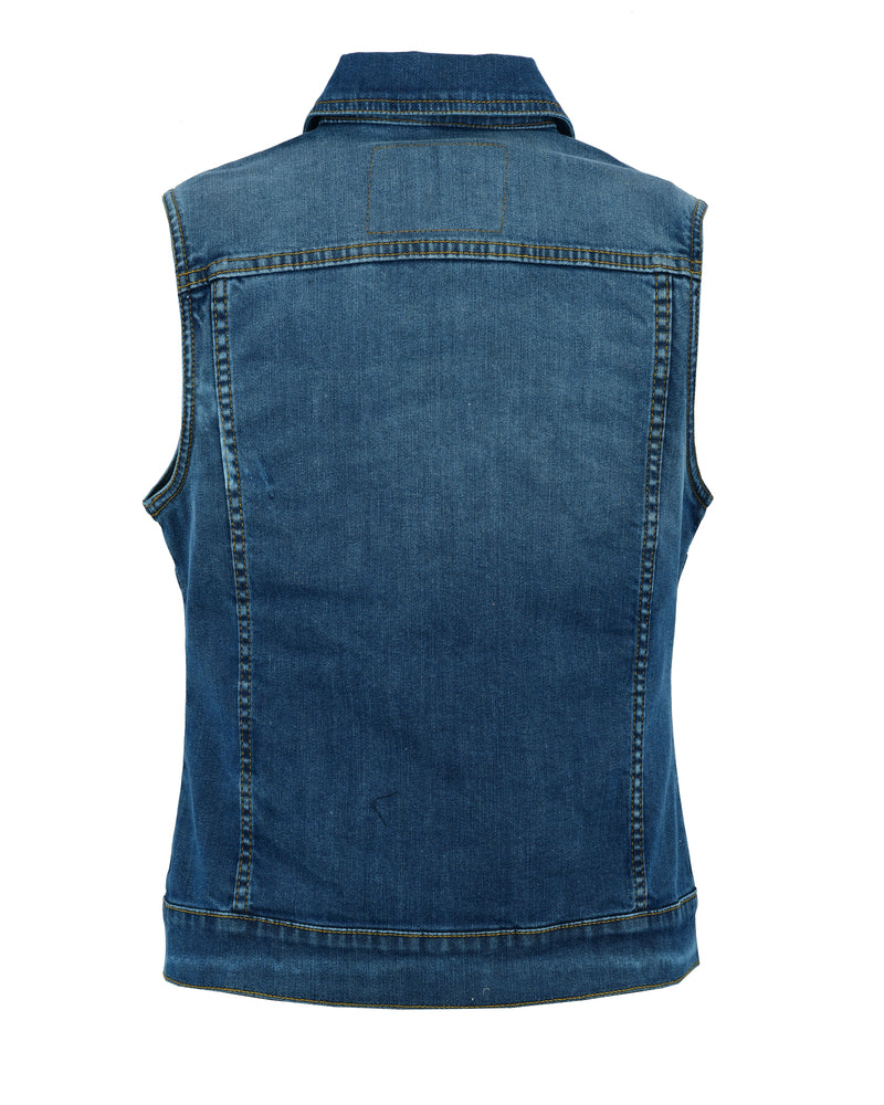 DM943 Women's Blue Denim Snap Front Vest