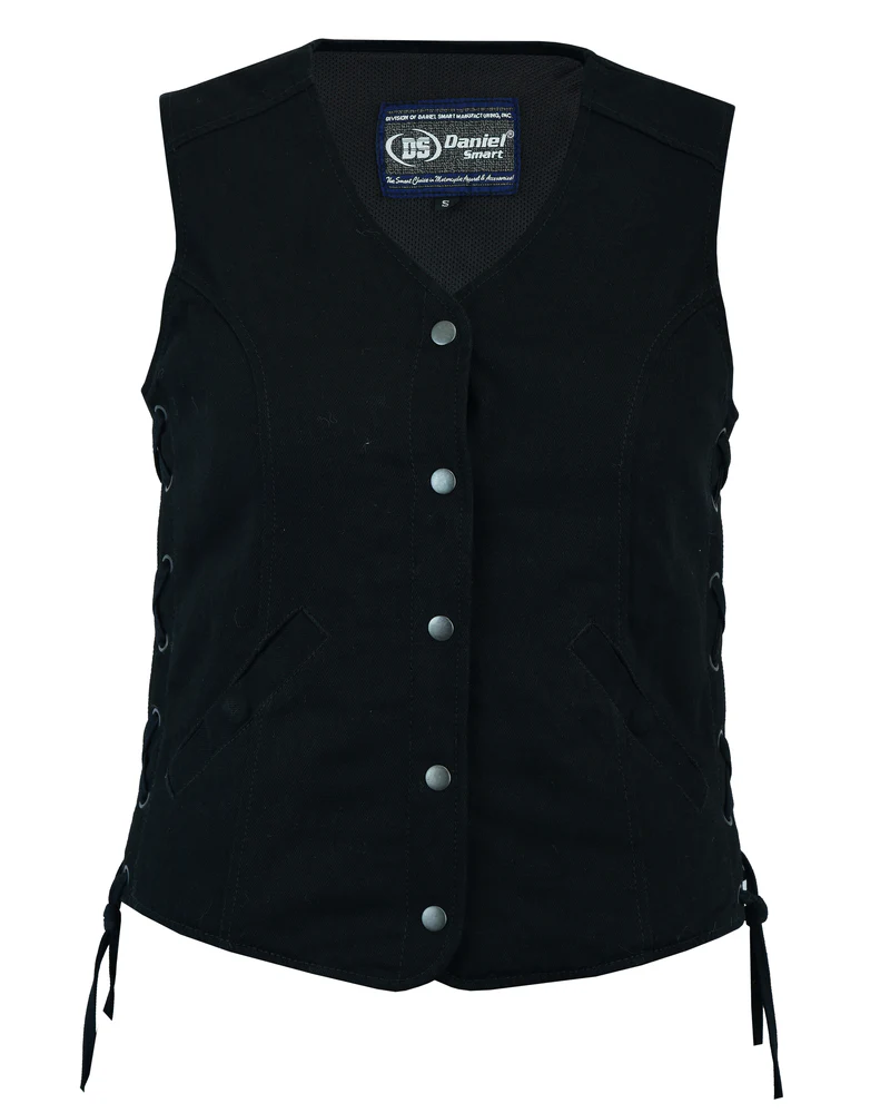 DM908 Women's Denim Longer Body ¾ Vest - Side Laces